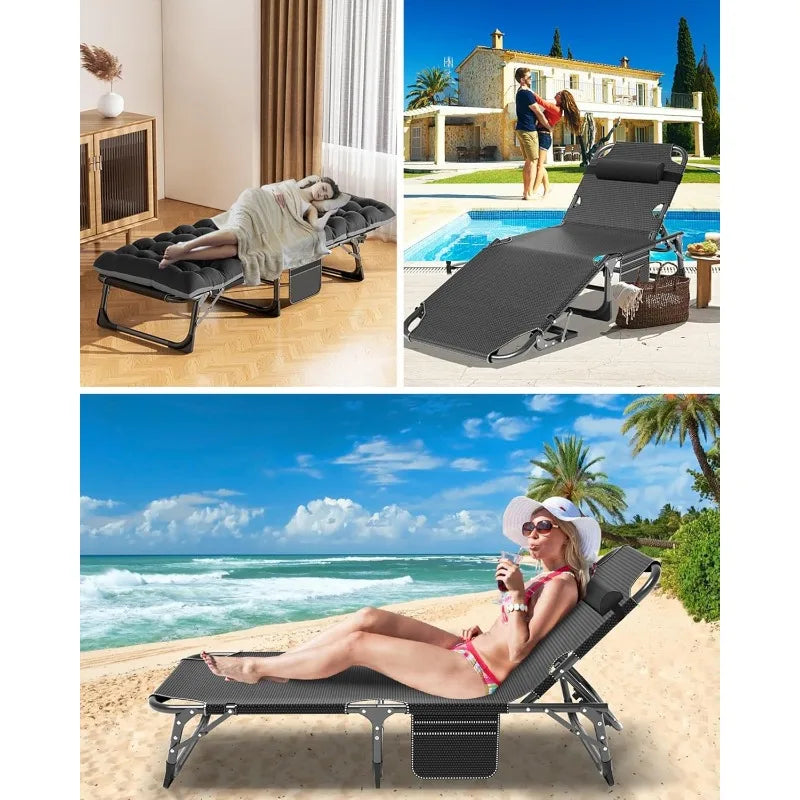 Aboron Folding Camping Cot for Adults Heavy Duty Adjustable Bed with Mattress