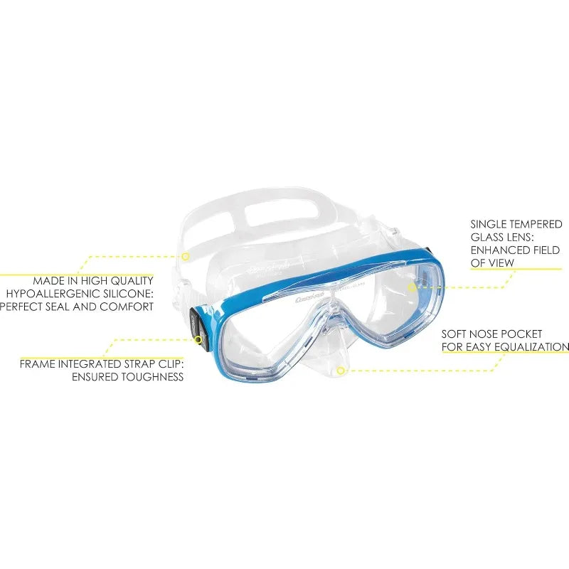 Cressi Palau Adult Travel Snorkel Set with Mask and Fins Made in Italy