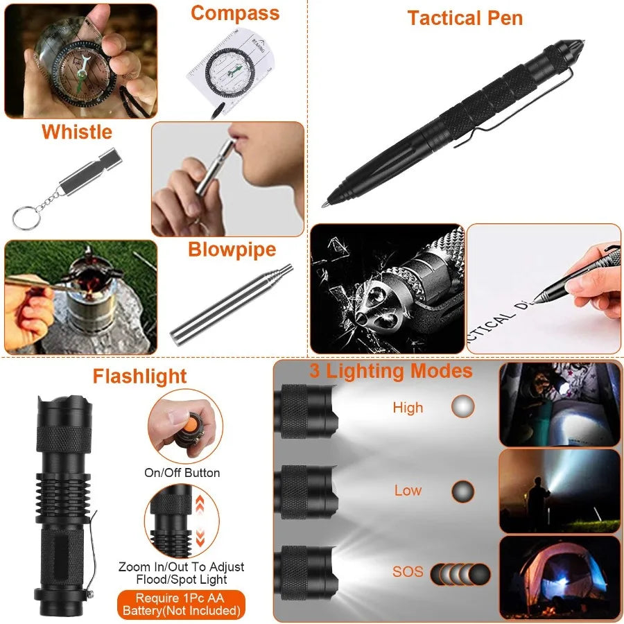125Pcs Professional Emergency Survival Gear Kit for Outdoor Adventures