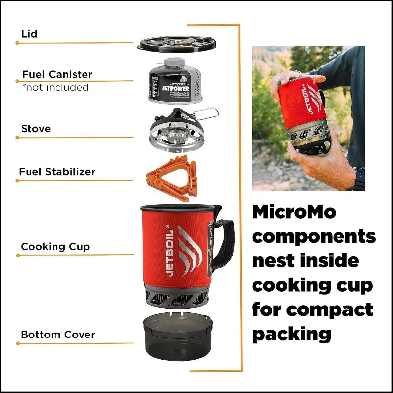 Jetboil MicroMo Lightweight Camping Stove with Adjustable Heat Control