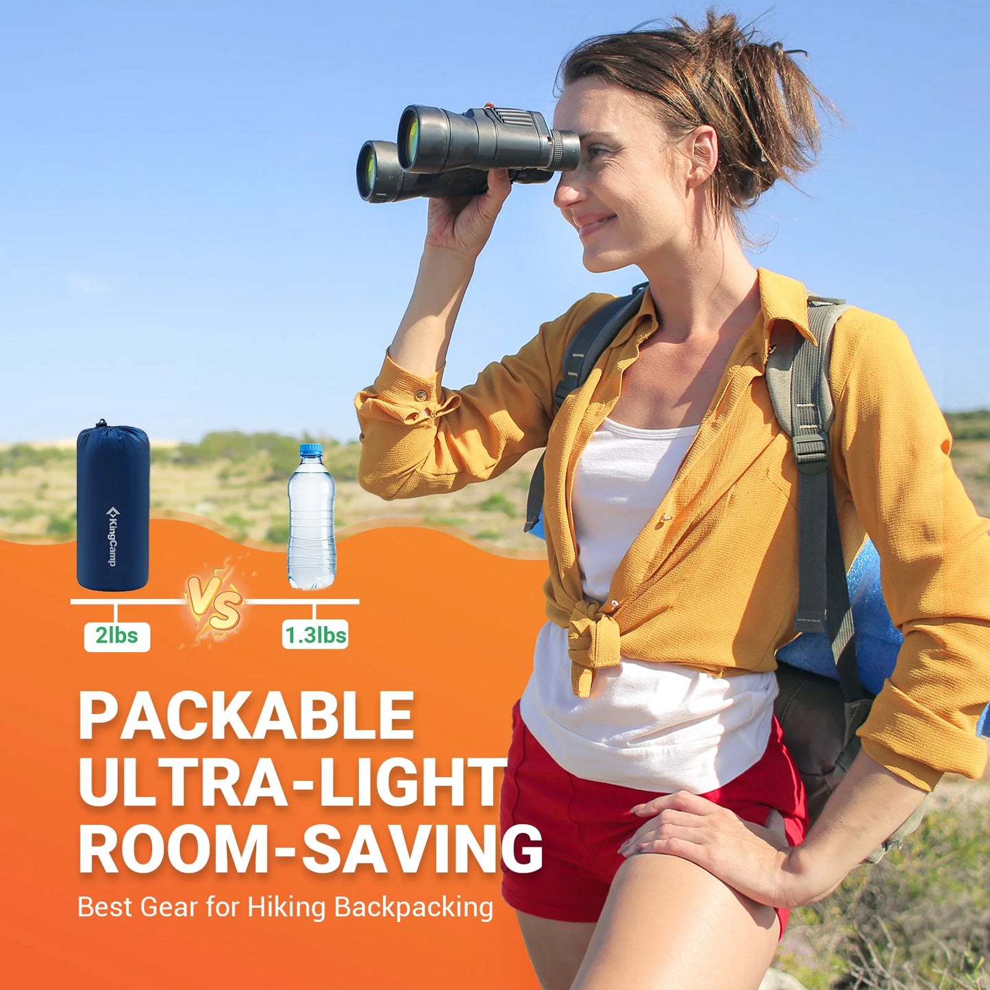 KingCamp Ultralight Self Inflating Sleeping Pad With Built-in Pillow And Foot Pump