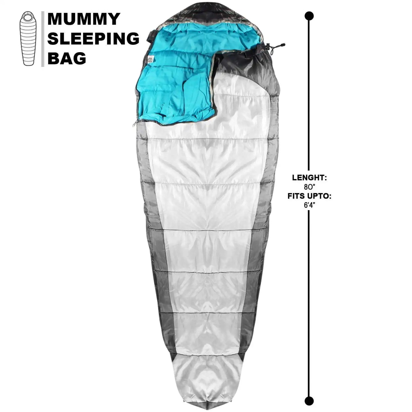 Khomо Gear 10F Mummy Sleeping Bag for Adults Comfortable Cotton 3 Season Use