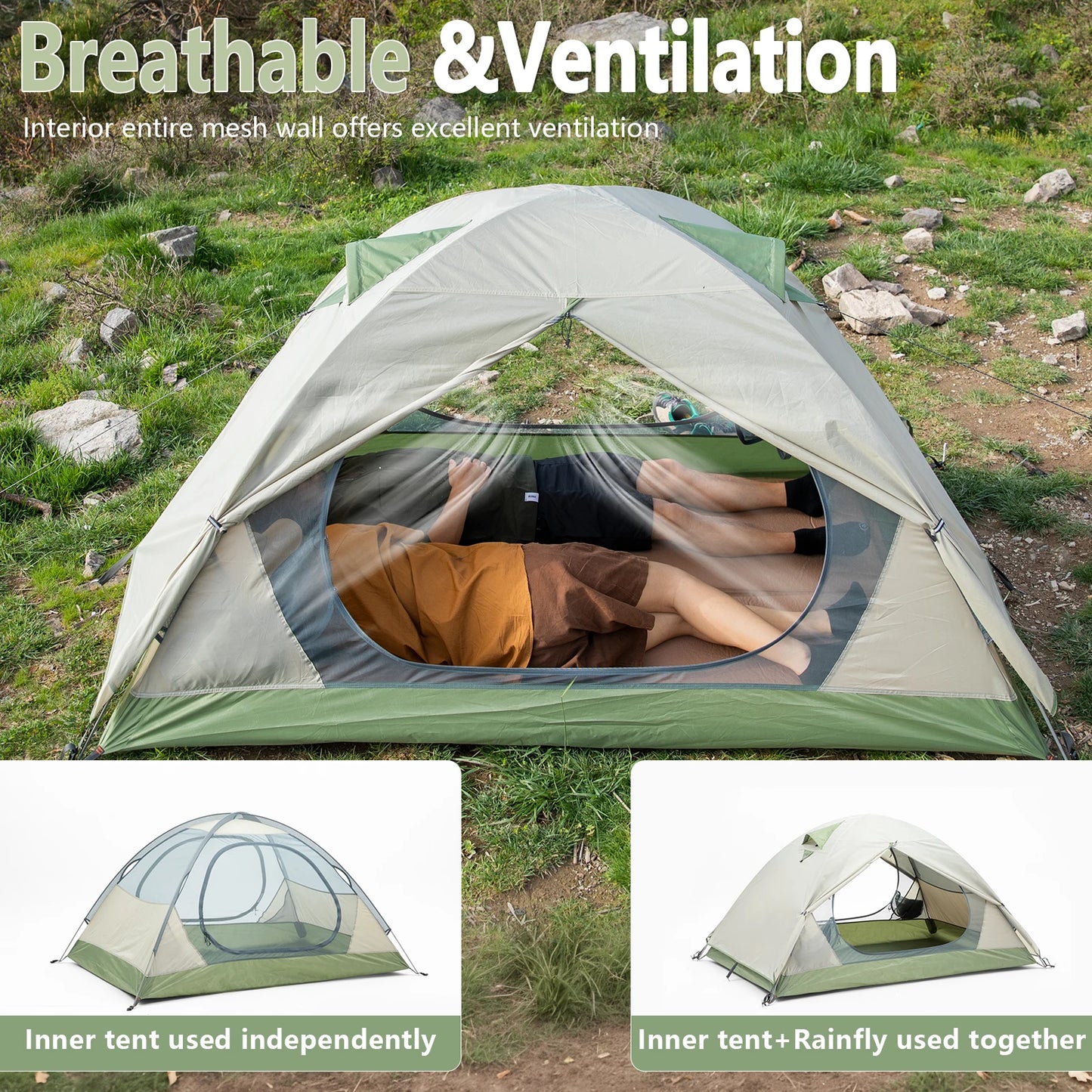 BISINNA Ultralight Waterproof Camping Tent for 2 Easy Setup Double Layer