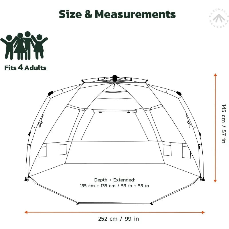 Easthills Outdoors Instant Shader Deluxe XL Beach Tent for 4-6 People