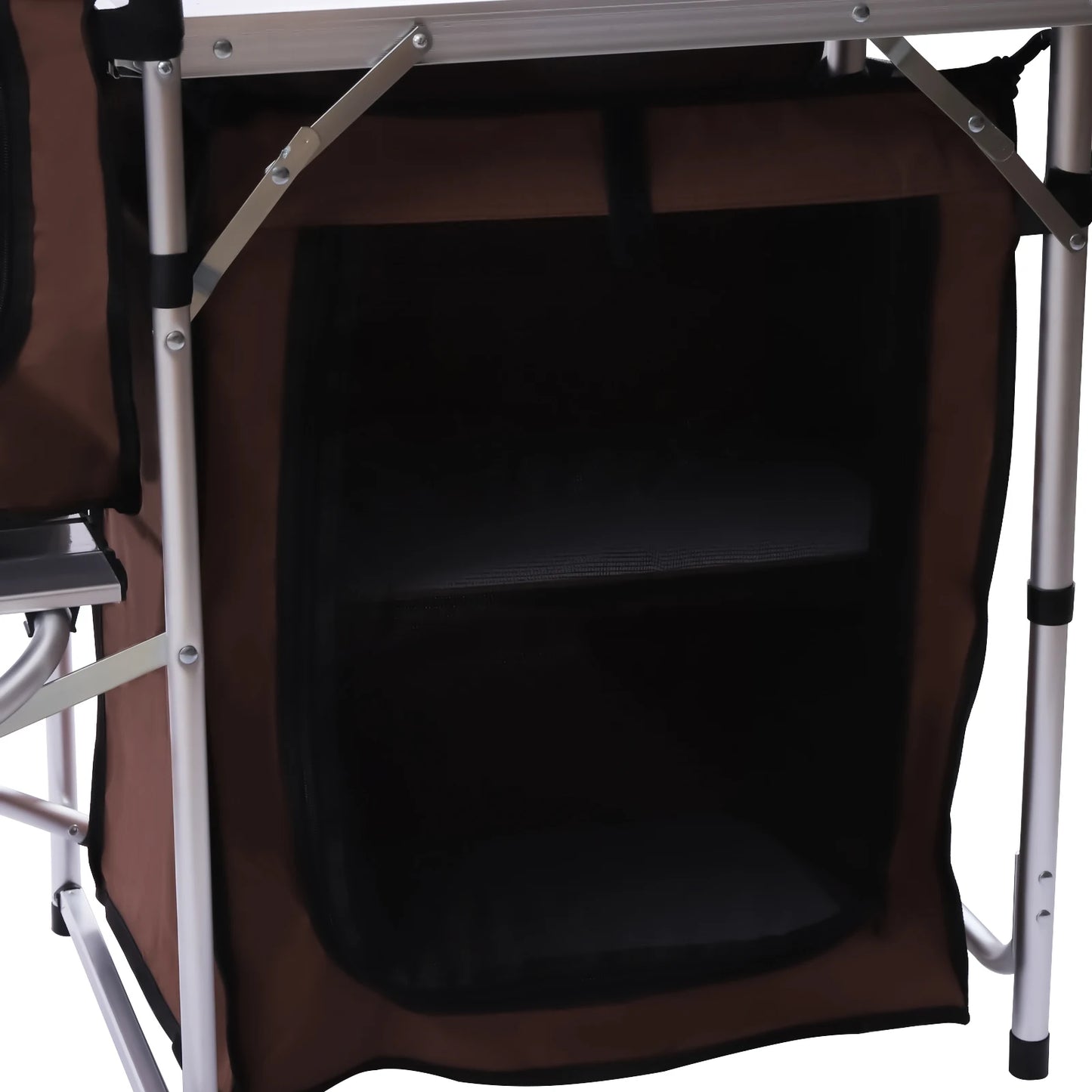 Folding Camping Kitchen Table with Storage and Portable Side Tables