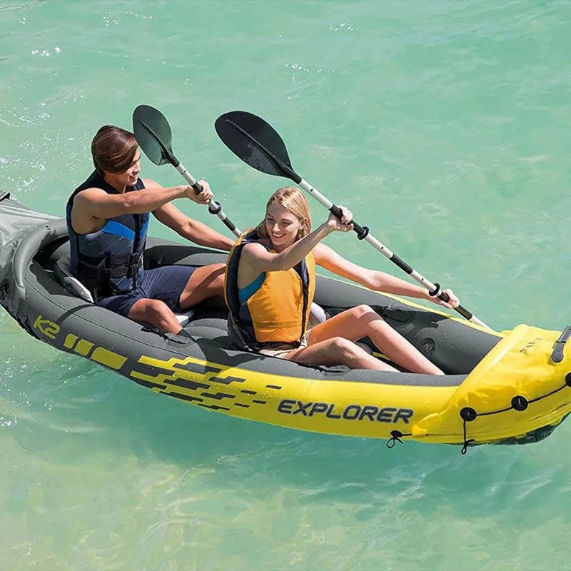 Intex Explorer K2 Inflatable Kayak Set with Aluminum Oars and Pump