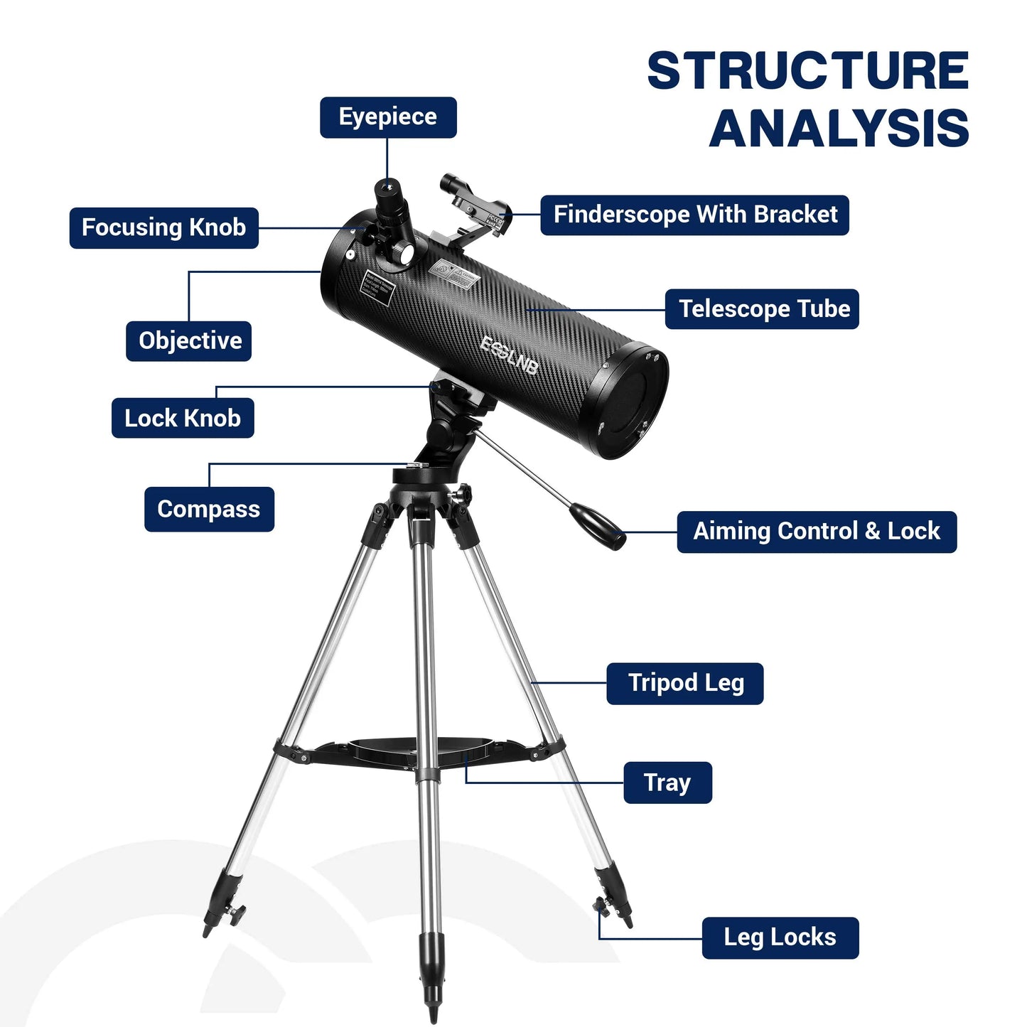 Newtonian Reflector Telescope 500114AZ 150X for Moon Watching Beginner Gift
