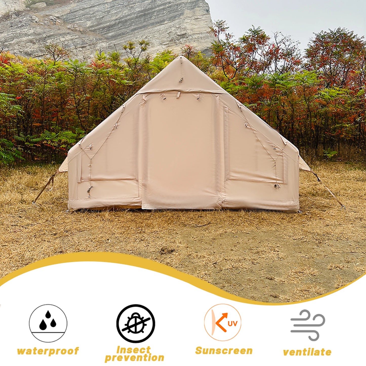 Inflatable Camping Tent Easy Setup Waterproof Windproof Portable Outdoor Shelter