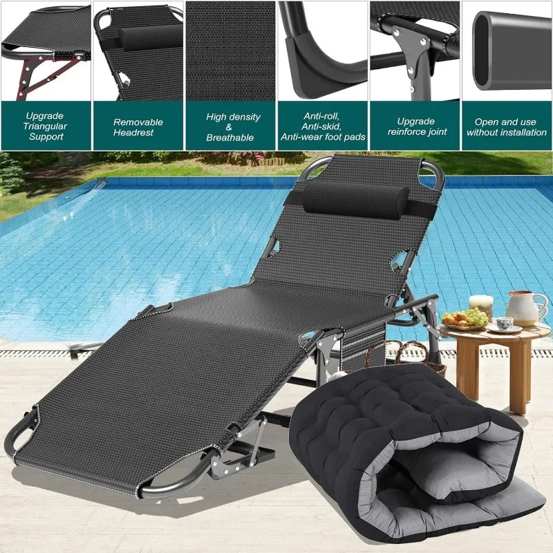 Aboron Folding Camping Cot for Adults Heavy Duty Adjustable Bed with Mattress