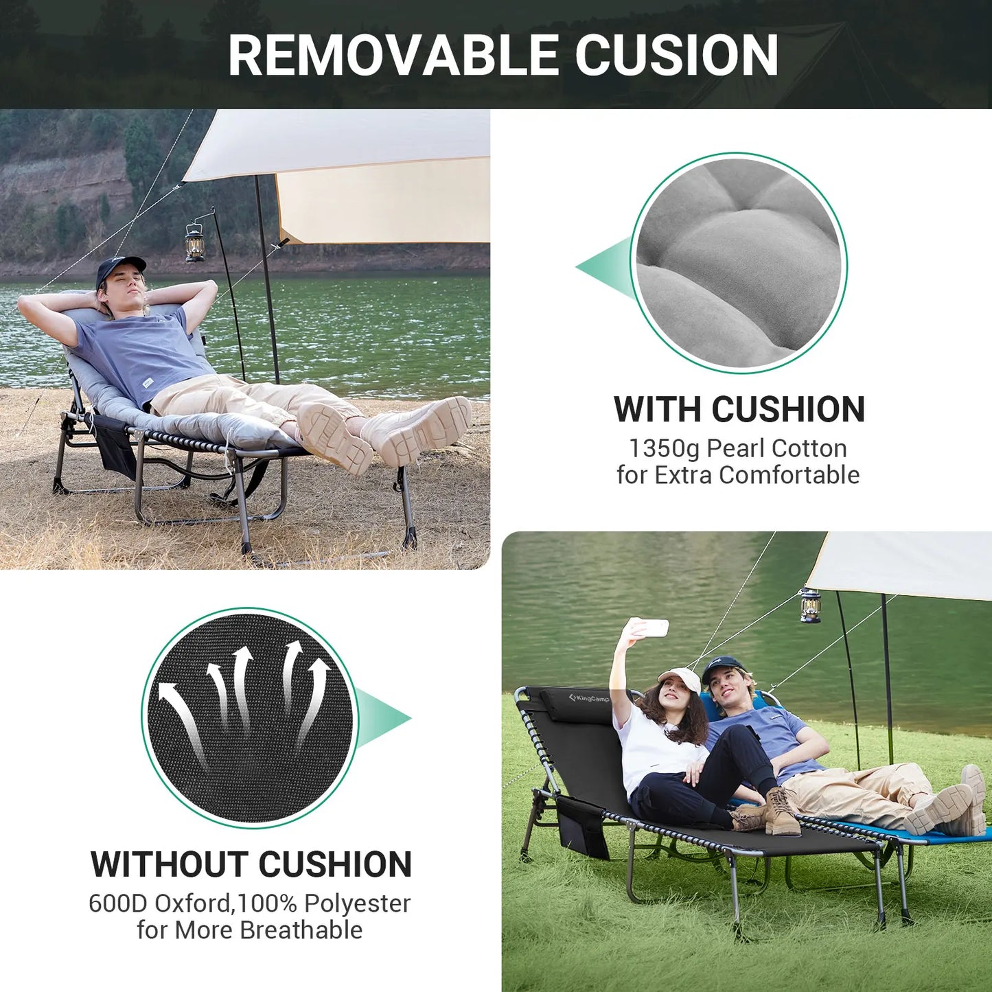 KingCamp Oversized Zero Gravity Lounge Chair With Removable Cushion