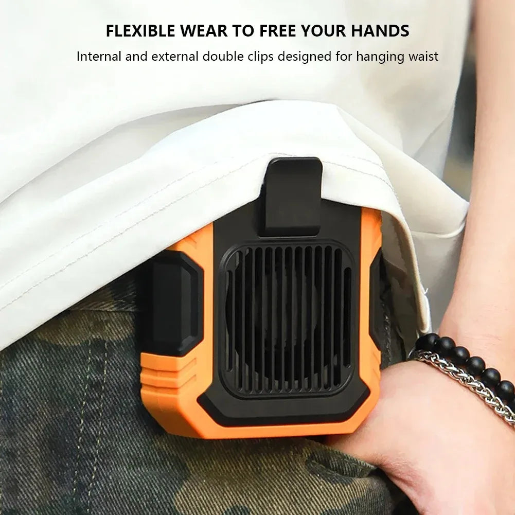 Portable Mini Leafless Waist Fan USB Rechargeable with 3 Speed Settings