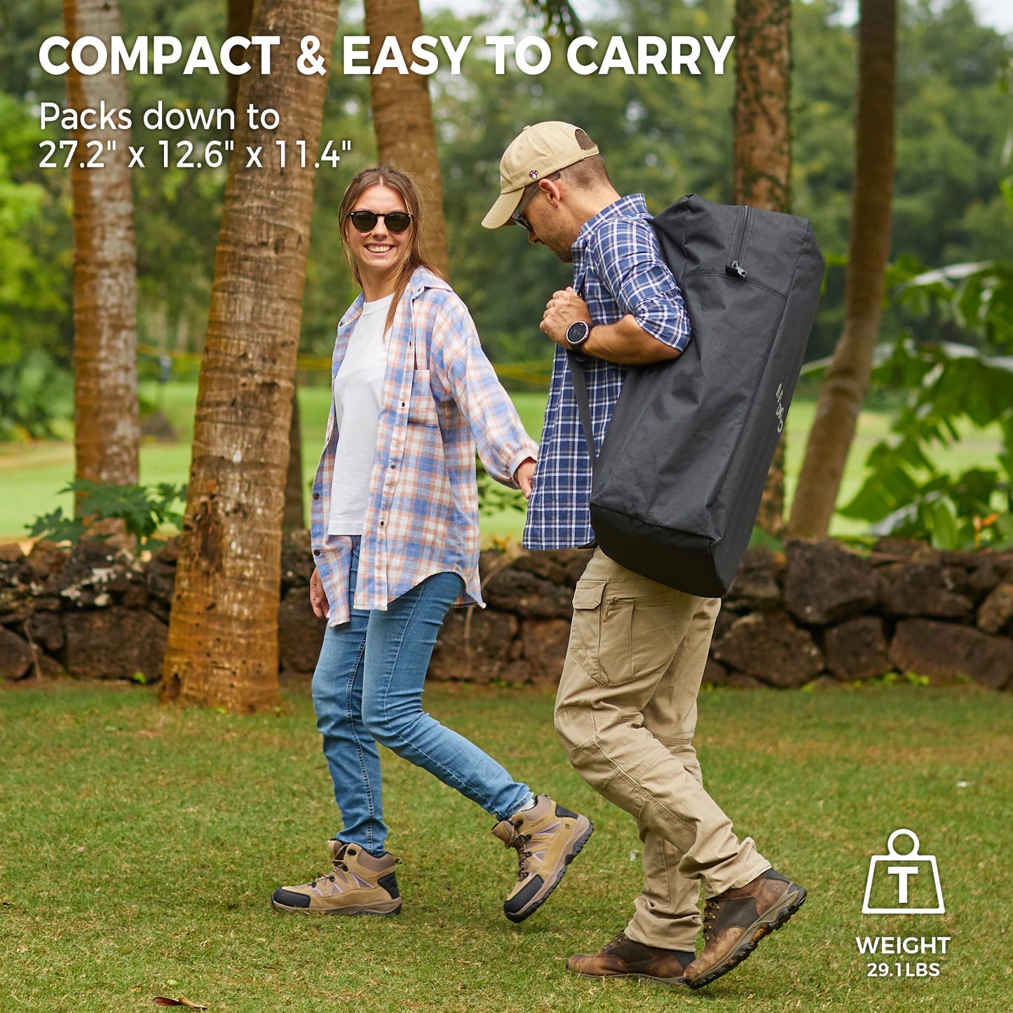 FUNDANGO Fold-Out Bed for Two with Integrated Side Table and Oxford Cloth Top