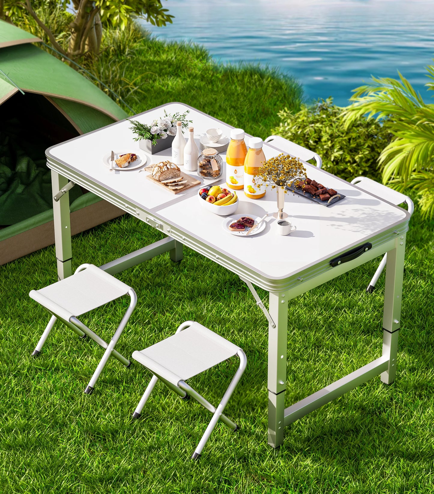 Portable Folding Outdoor Table with Handle for Camping and Picnics