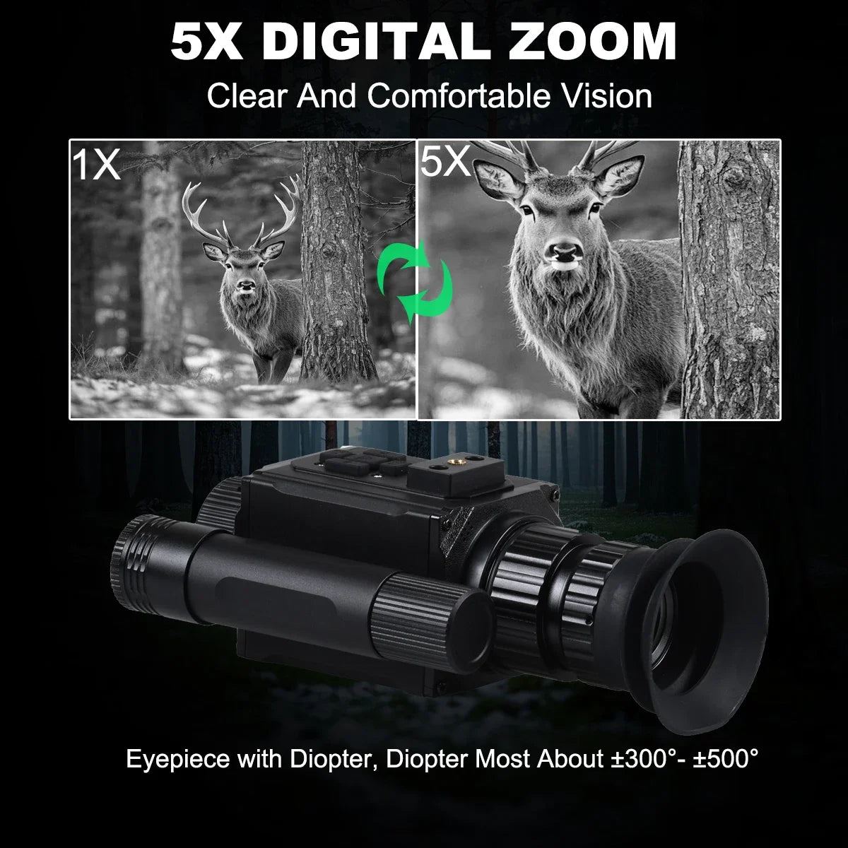 Megaorei NK006 Night Vision Monocular 5X Zoom 1080P Digital Hunting Goggles