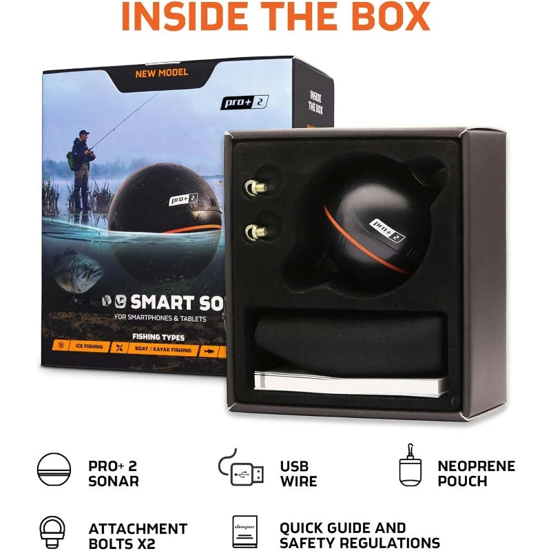 Pro Plus 2 Sonar Fish Finder Portable Depth Finder for Kayaks Boats and Ice Fishing