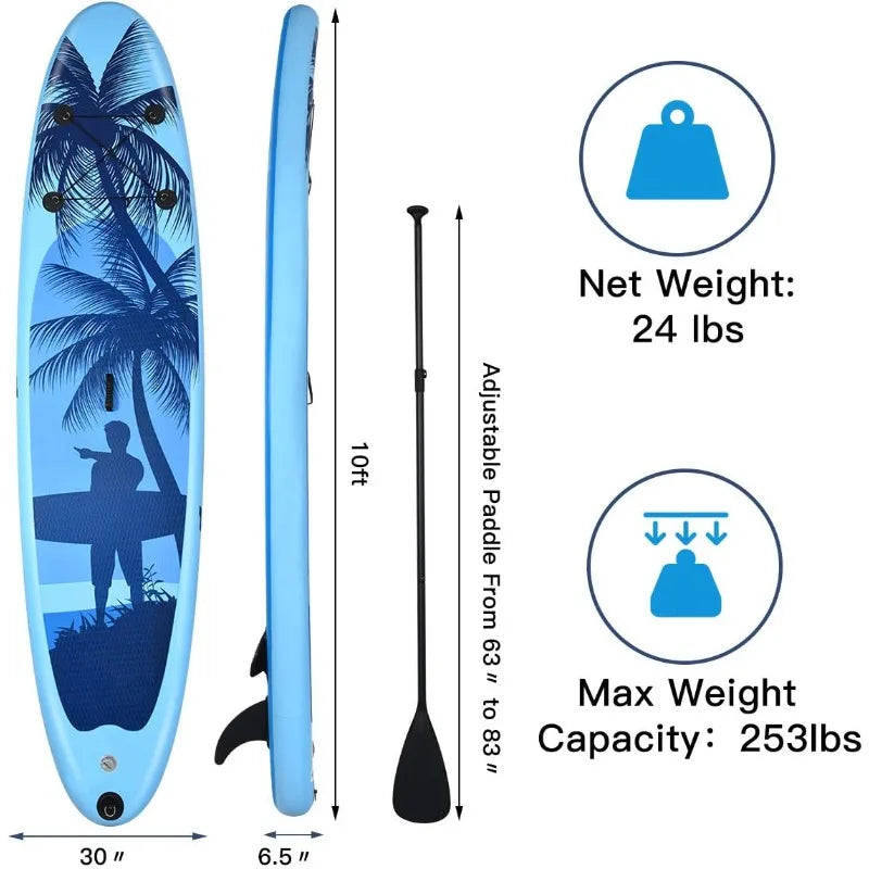 Goplus 9.8 Foot Inflatable Stand Up Paddle Board with Accessories and Carry Bag