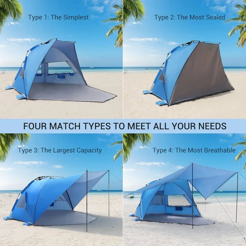 Elegear Beach Tent with 360 Degree Canopy for 4-6 People Sun Shade Shelter