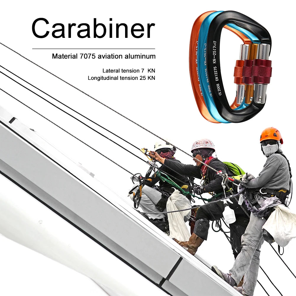 25KN Heavy Duty Locking Carabiner Clips for Camping Hiking and Dog Walking
