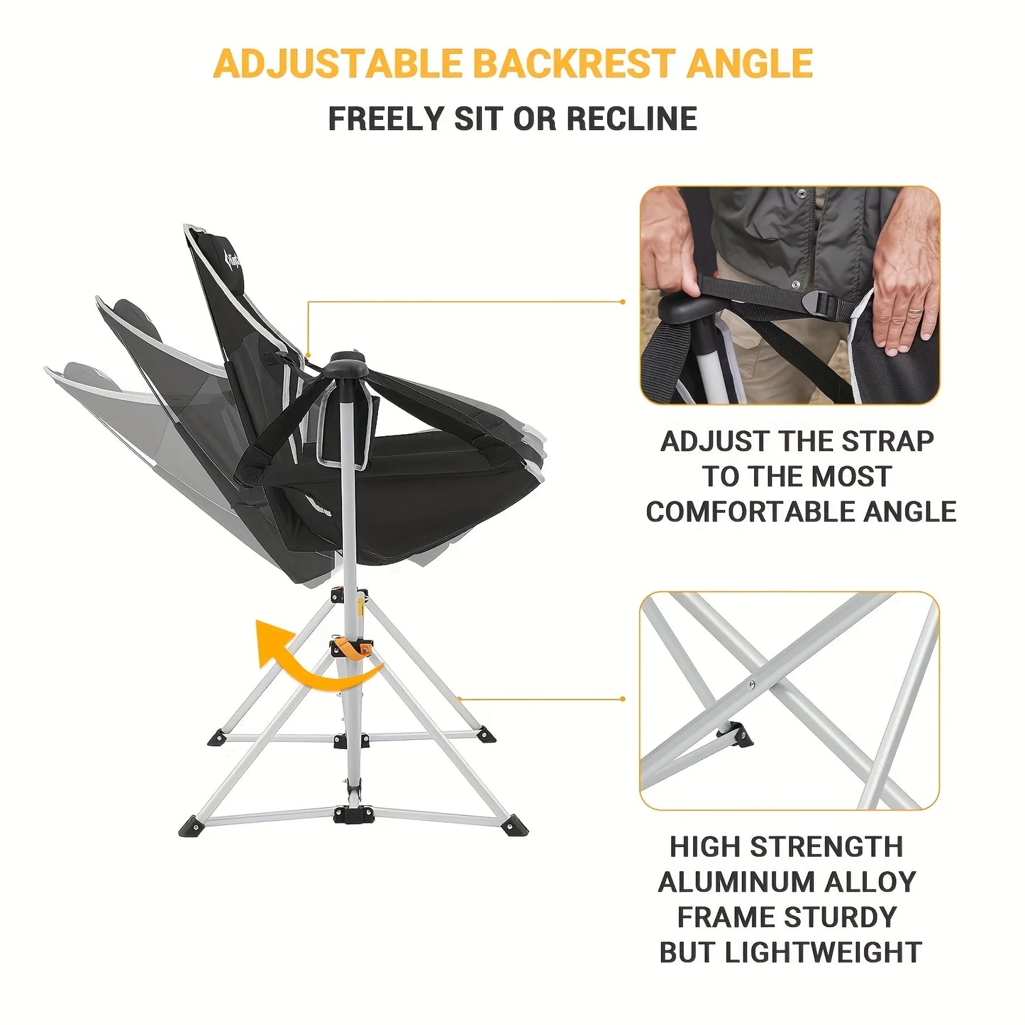 KingCamp Patio Hanging Rocking Chair Stand Ultra Lightweight Recliner Chair