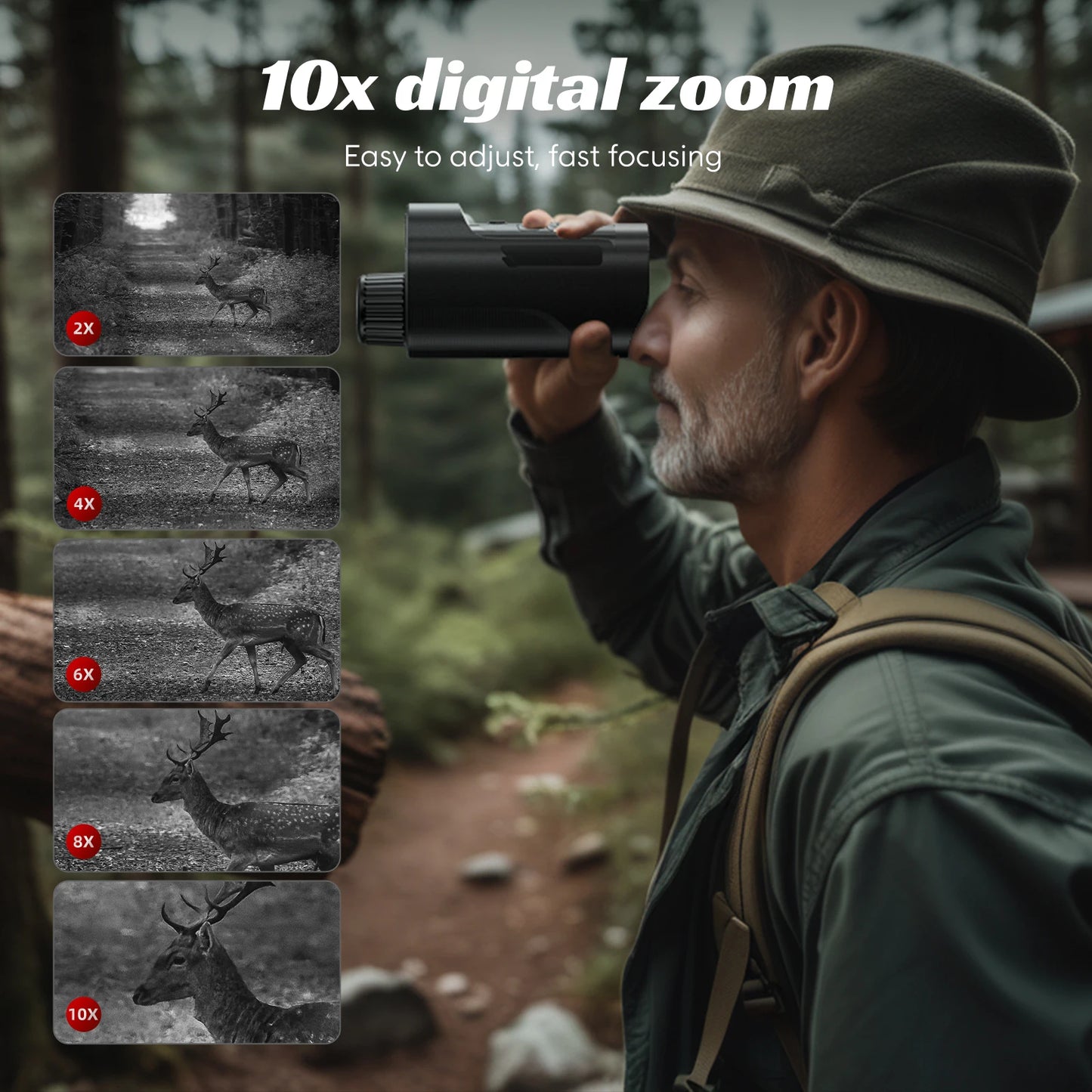 Infrared Night Vision Telescope Camera 10X Digital Zoom 2.8 Inch Screen