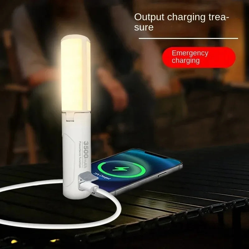 Portable Waterproof Camping Light with Magnetic Suction and Rechargeable Battery