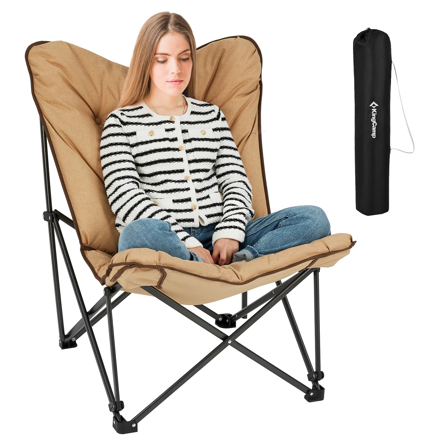 KingCamp Comfortable Butterfly Chair Portable Foldable with Upholstered Seat