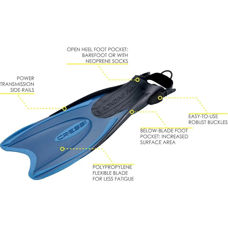 Cressi Palau Adult Travel Snorkel Set with Mask and Fins Made in Italy