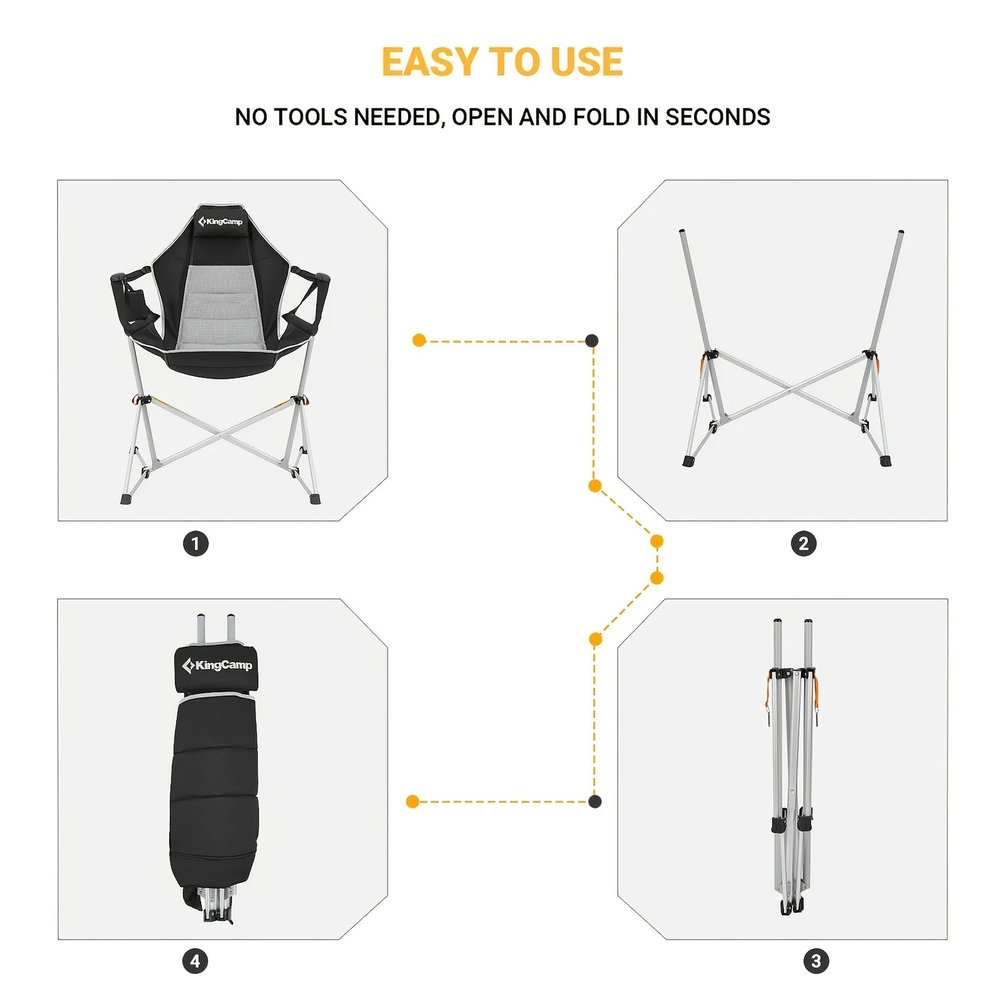 KingCamp Patio Hanging Rocking Chair Stand Ultra Lightweight Recliner Chair