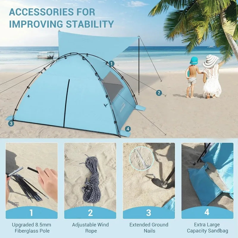 Elegear Pop Up Beach Tent Sun Shelter for 4-5 People with UPF 50 Protection