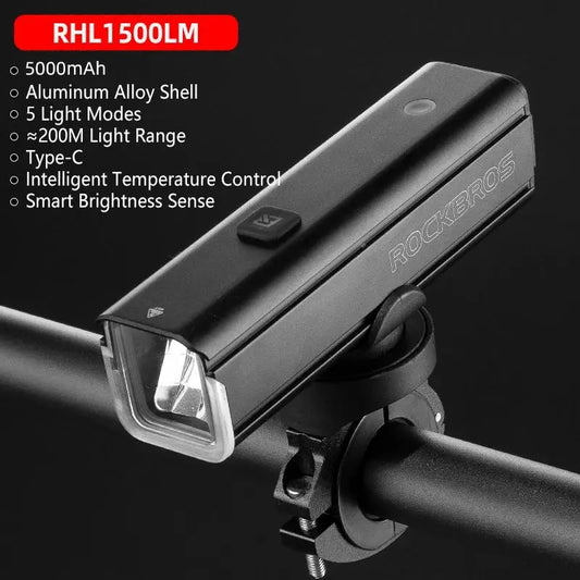Rockbros 1500LM Type C Bicycle Light with Temperature Control and IPX6 Rating