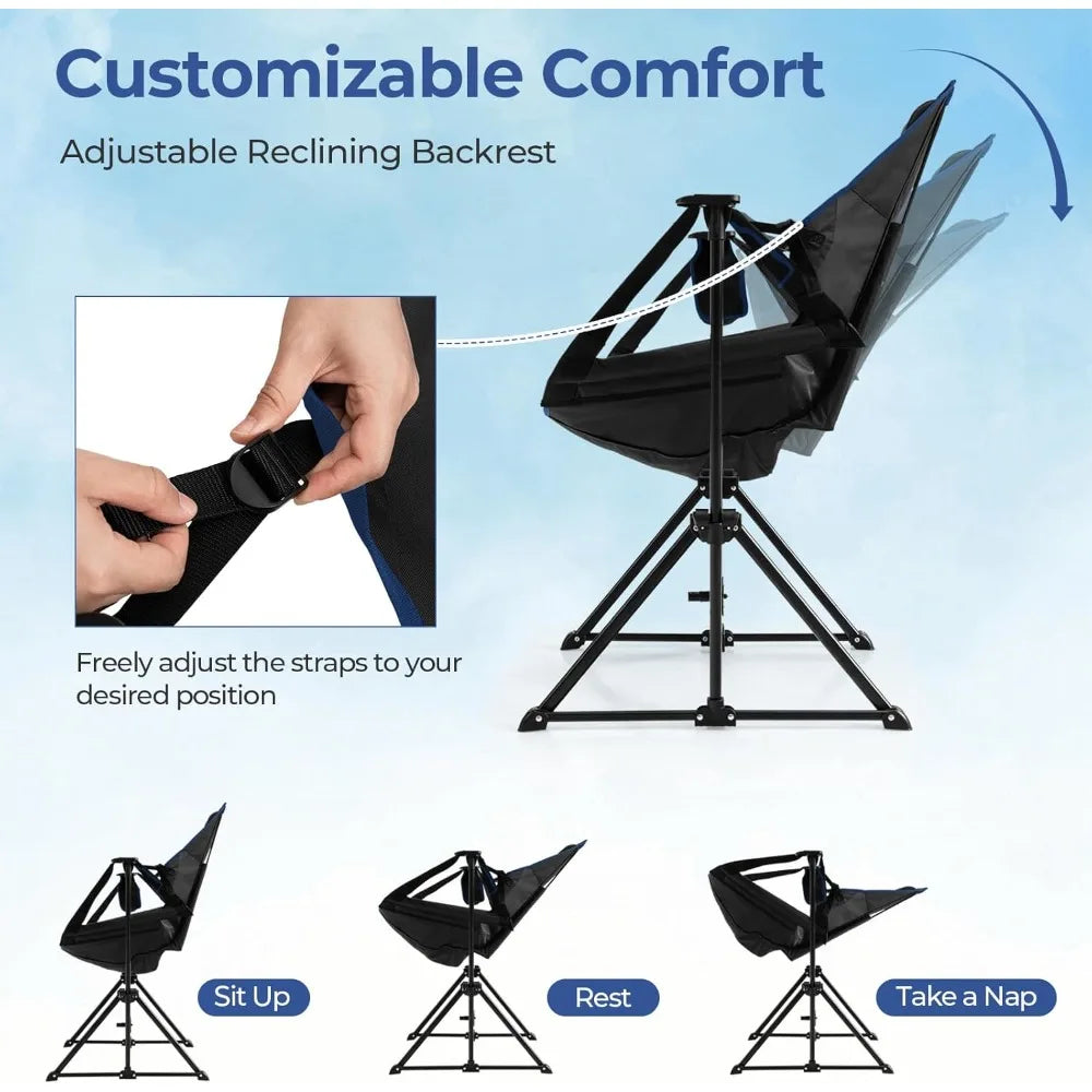 Folding Hammock Camping Chair with Detachable Footrest and Adjustable Backrest