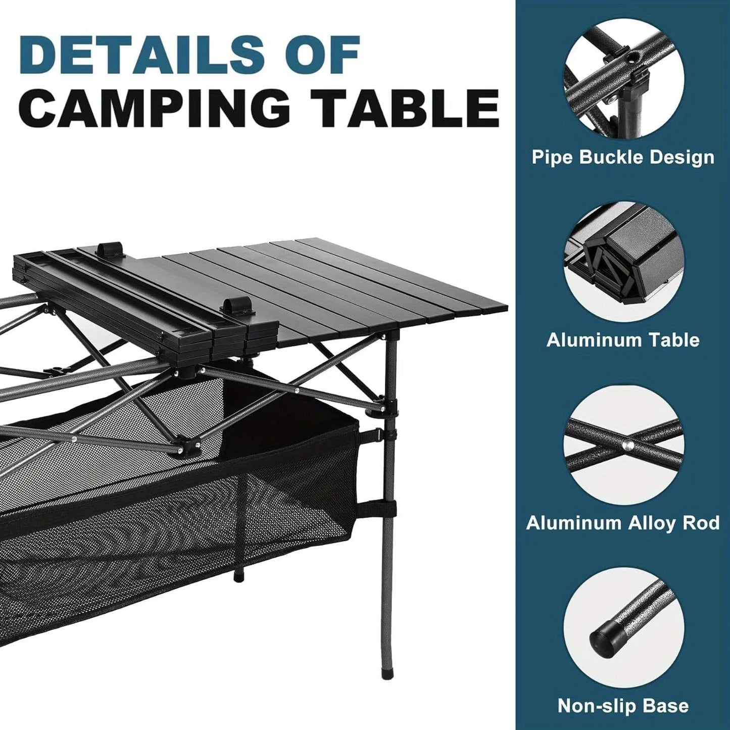 Lightweight Folding Aluminum Camping Table with Carry Bag for Indoor and Outdoor Use