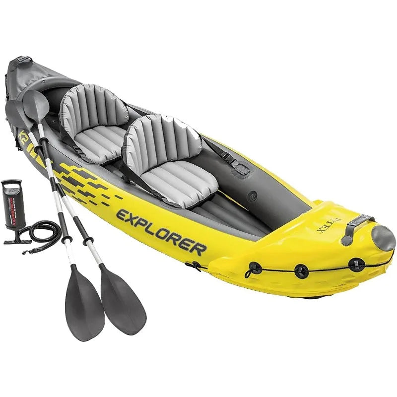 Intex Explorer K2 Inflatable Kayak Set with Aluminum Oars and Pump