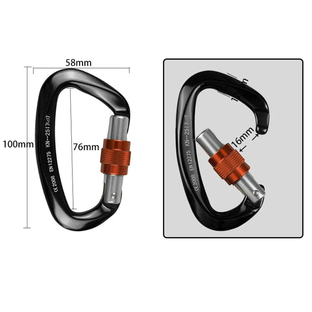 25KN Heavy Duty Locking Carabiner Clips for Camping Hiking and Dog Walking