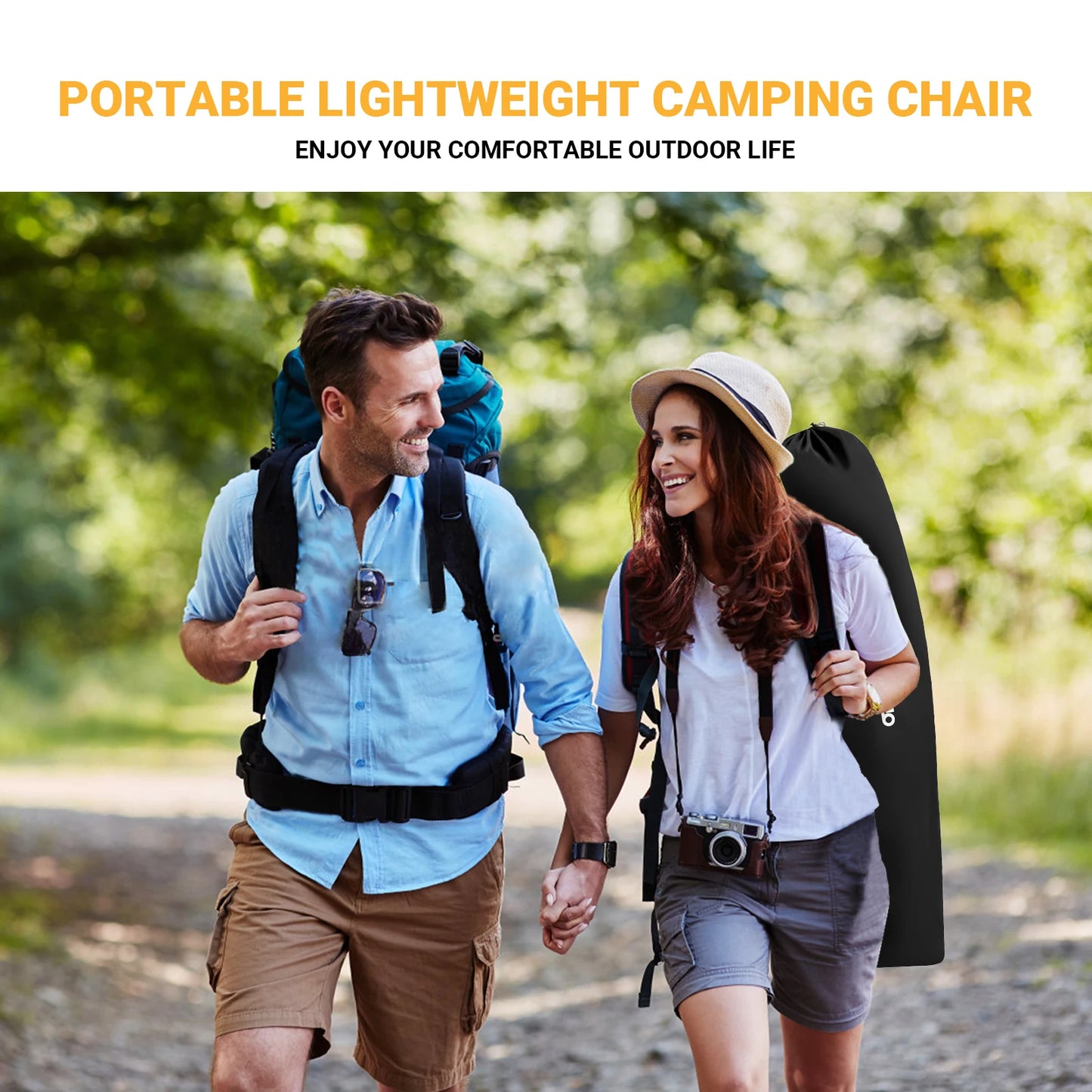 FUNDANGO Oversized Folding Camping Chair with Headrest and Cup Holder