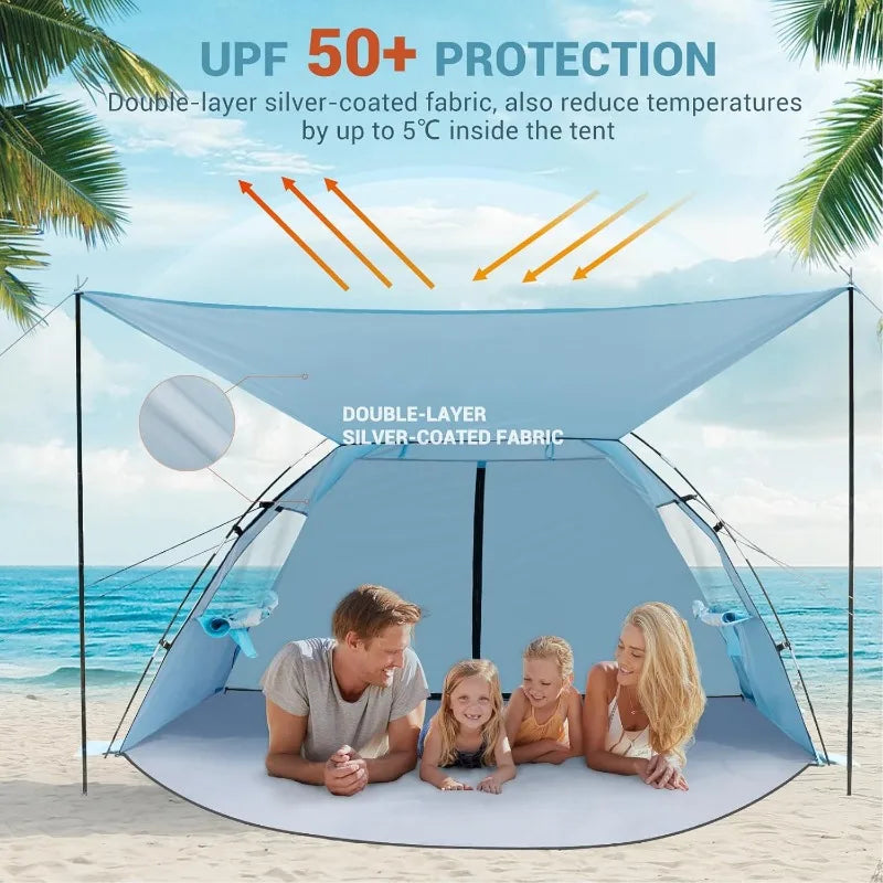 Elegear Pop Up Beach Tent Sun Shelter for 4-5 People with UPF 50 Protection