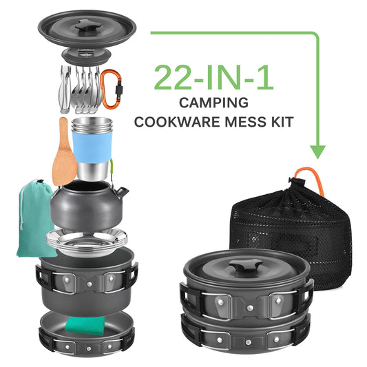 Tomshoo Portable Aluminum Camping Pot Set for Outdoor Cooking and Backpacking