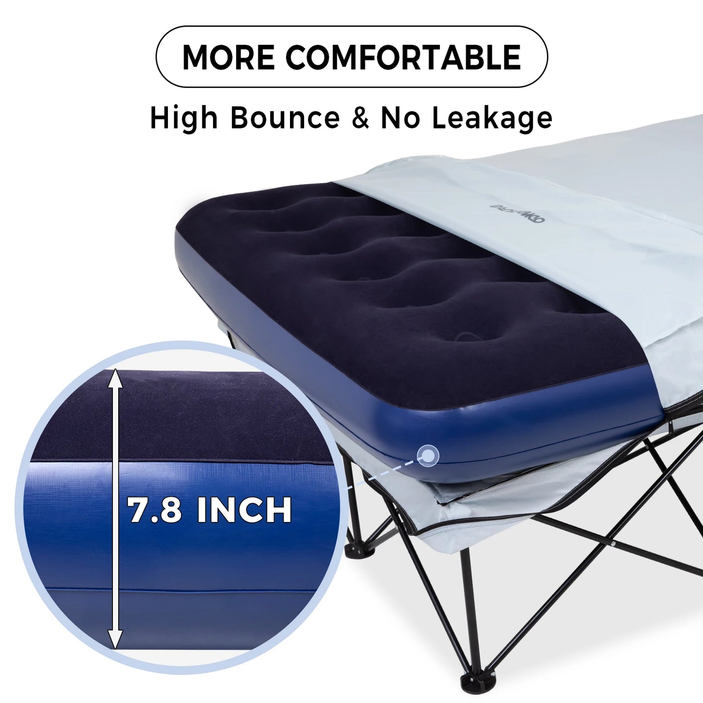 FUNDANGO Fold-Out Bed for Two with Integrated Side Table and Oxford Cloth Top