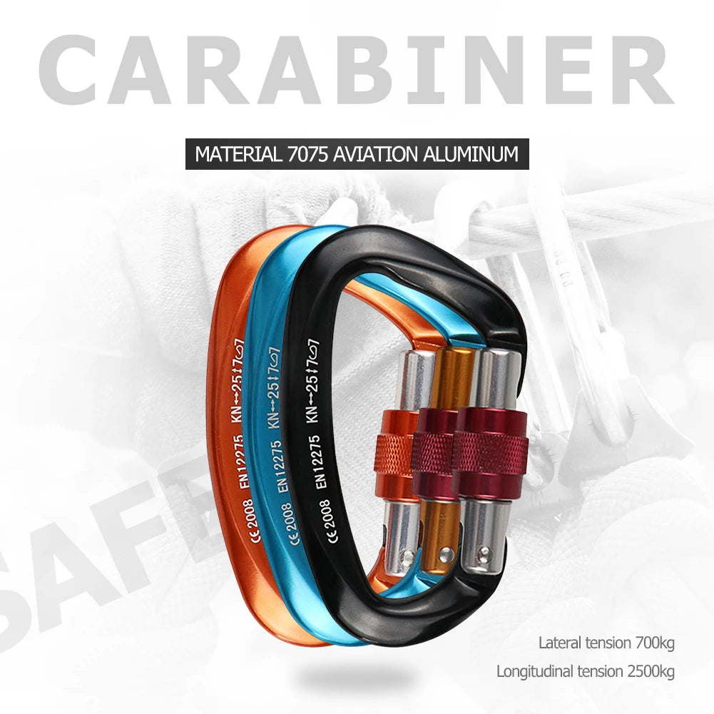 25KN Heavy Duty Locking Carabiner Clips for Camping Hiking and Dog Walking