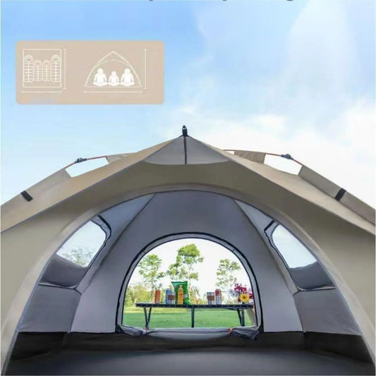 Outdoor Sunshade Camping Tent with Two Doors and Windows for 3-4 People