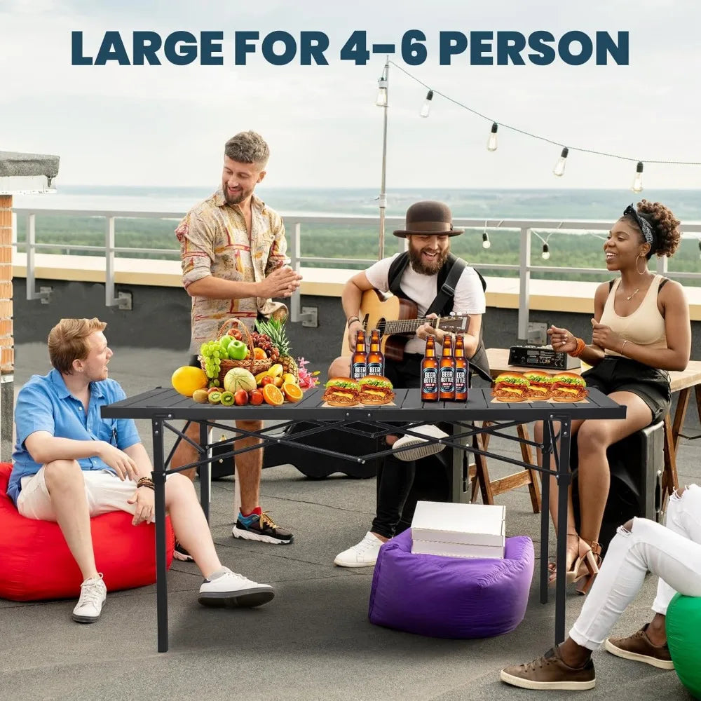 Folding Camping Table with Carry Bag for 4 to 6 People Portable Outdoor Use