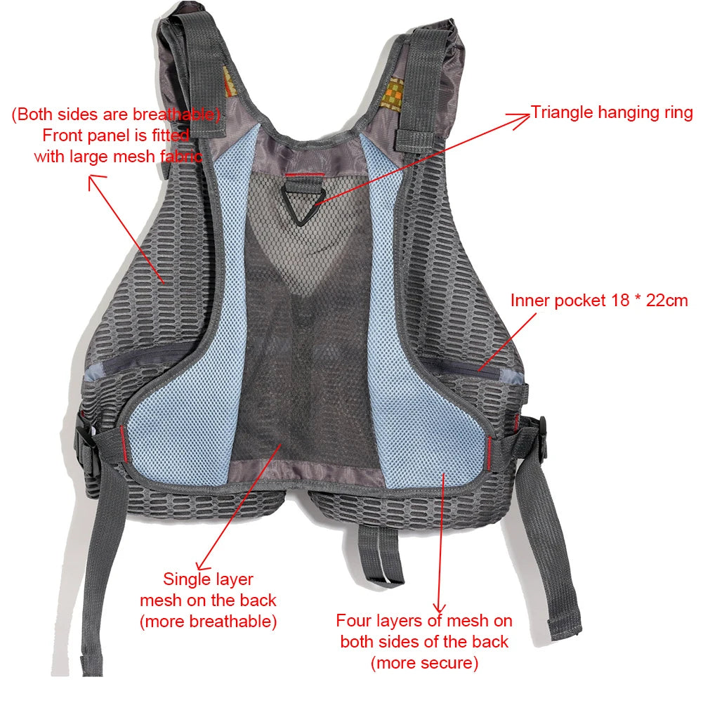 Fishing Vest with 10 Pockets Adjustable Waterproof Jacket for Men and Women
