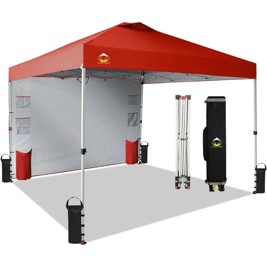 Crown Shades 10x10 Pop Up Canopy Tent Red Easy Setup Portable Outdoor Shelter