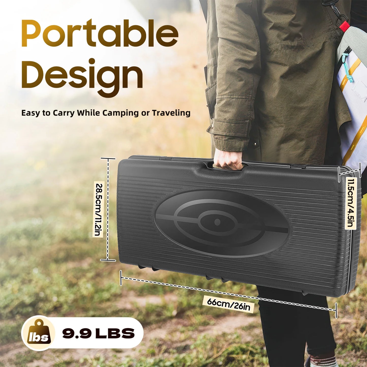 Portable Dual Burner Camping Stove with Grill Tray and Storage Case for Outdoor Cooking