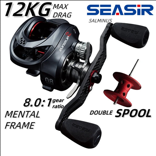 Seasir Salminus Baitcasting Fishing Reel 12Kg Max Drag 8.0:1 Gear Ratio