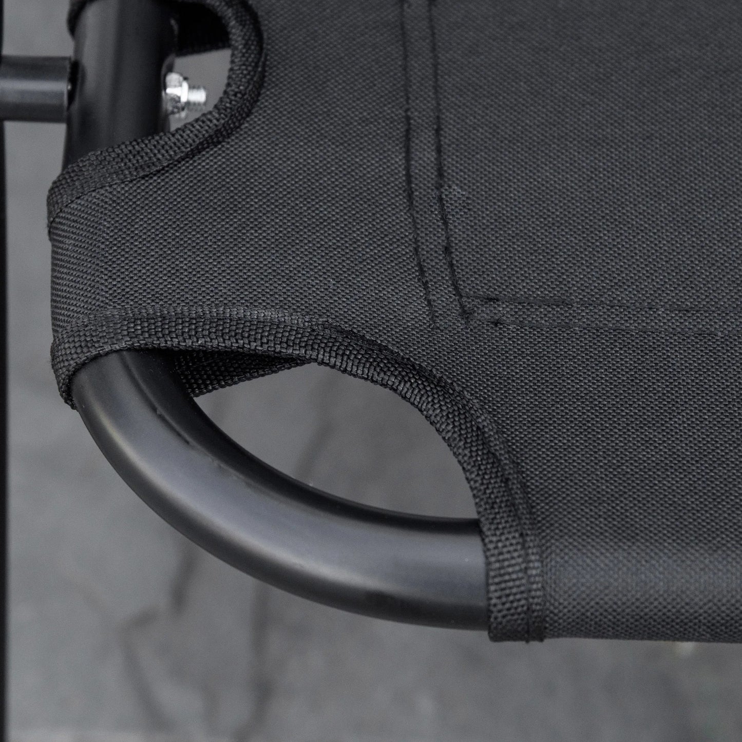 Double Folding Loveseat Camping Chair with Armrests and Cup Holder Black