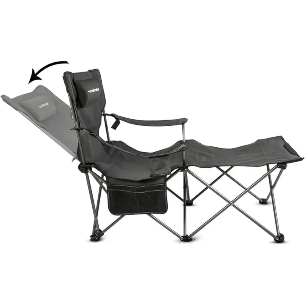 Folding Mesh Reclining Camping Chair Portable Outdoor Lounger with Carry Bag