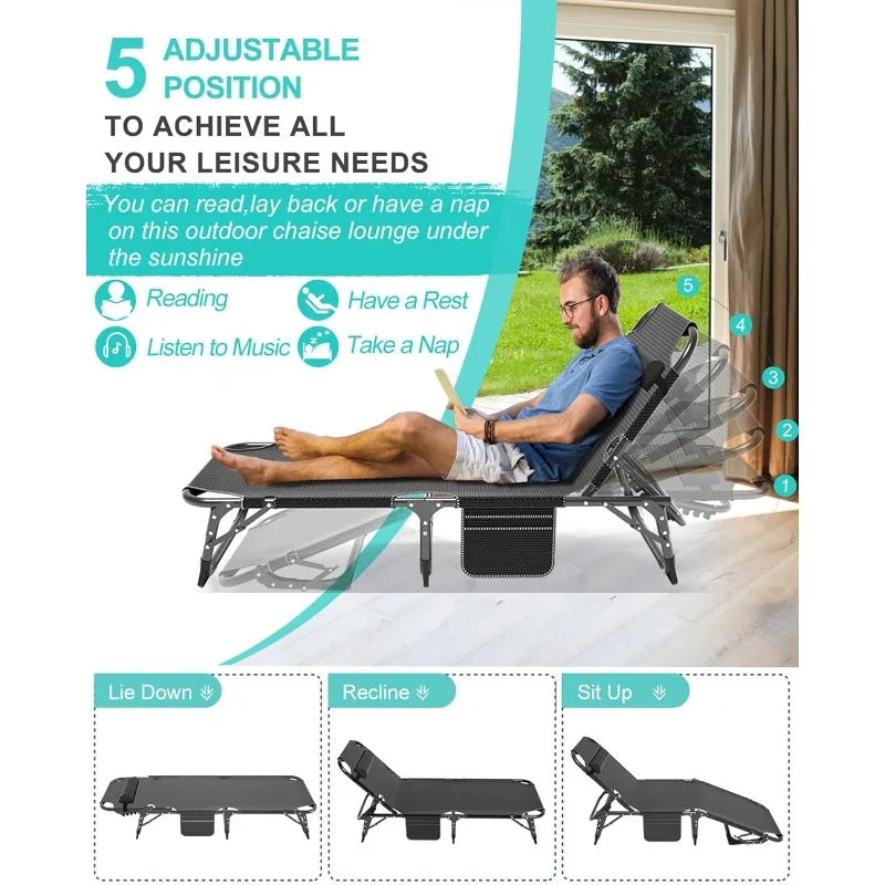 Aboron Folding Camping Cot for Adults Heavy Duty Adjustable Bed with Mattress