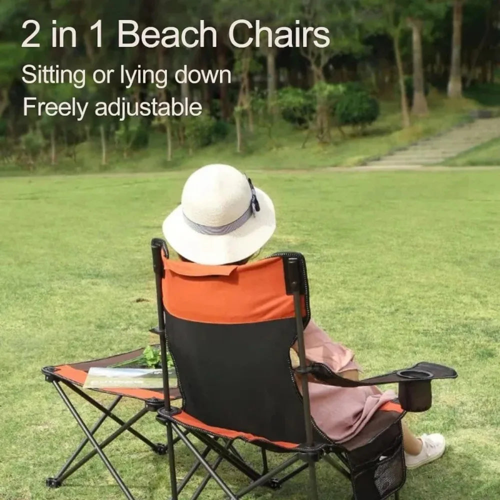 Folding Mesh Reclining Camping Chair Portable Outdoor Lounger with Carry Bag