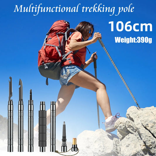 Lightweight Multifunction Trekking Poles Collapsible Hiking Sticks for Mountaineering